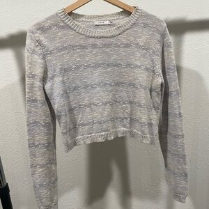 Lush Gray and Cream Knit Crop Top